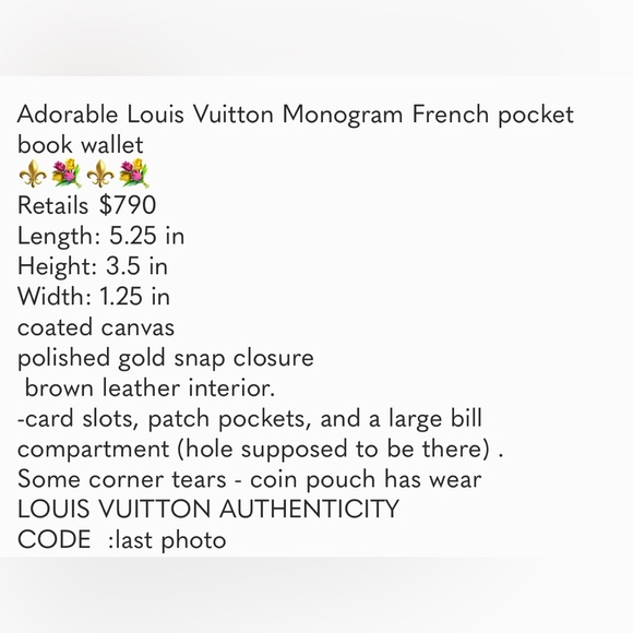 Louis Vuitton Monogram French Pocketbook Wallet - Picture 10 of 10